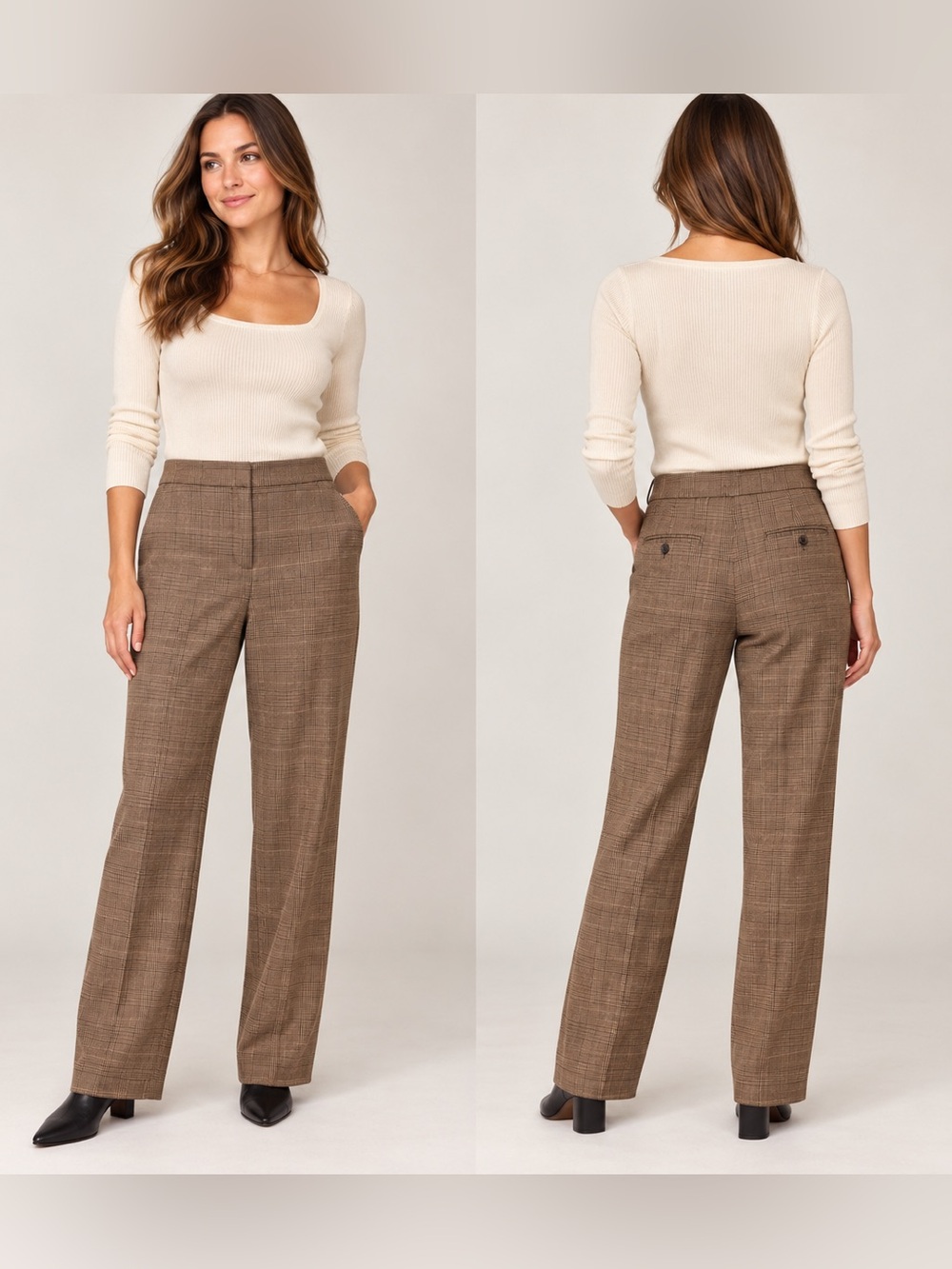 Talbots Signature Brown Glen Plaid Trousers Petite 6P